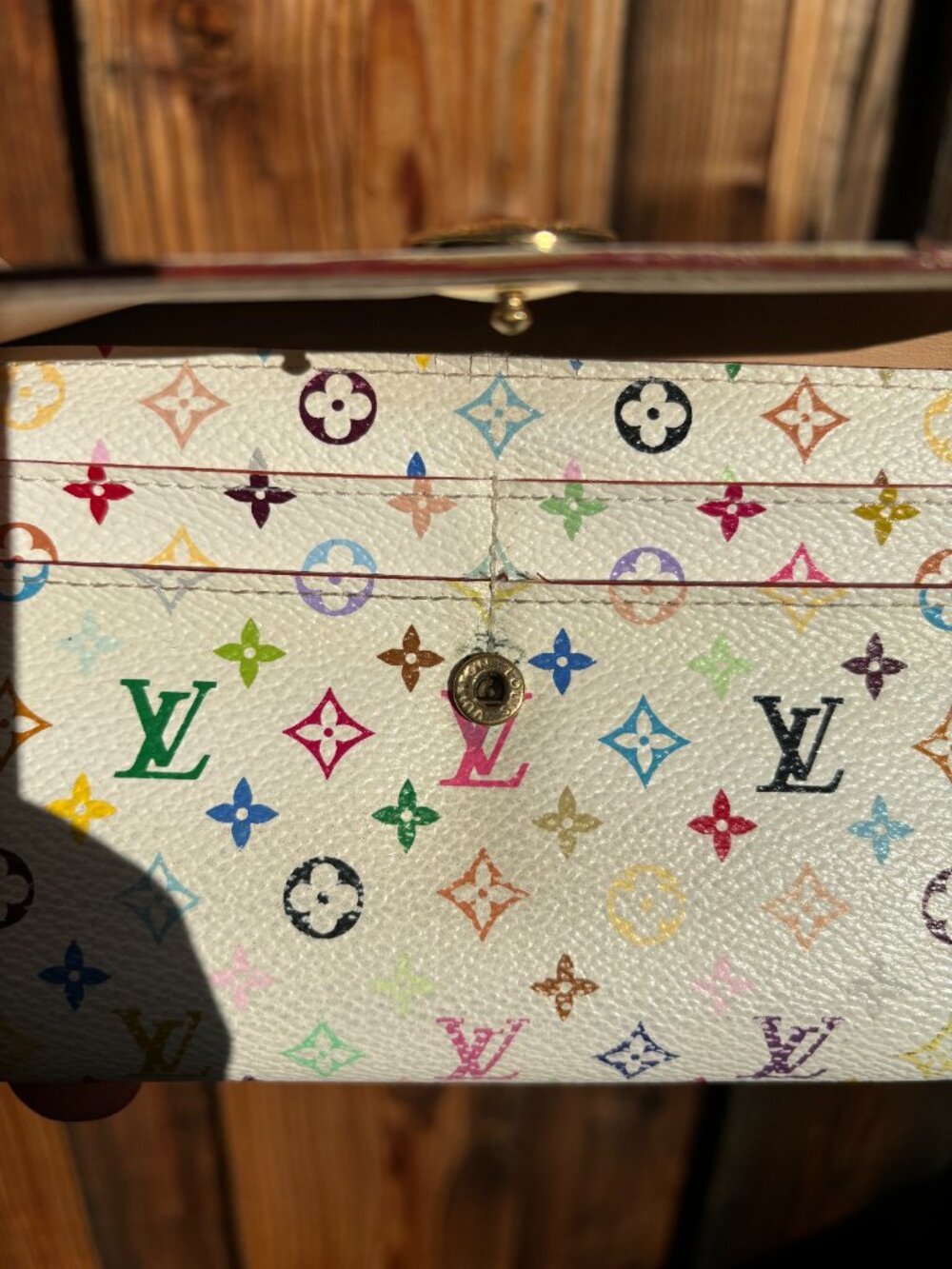 Louis Vuitton White Monogram Multicolor Sarah Wallet - Picture 6 of 10